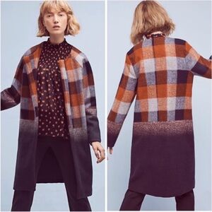 Eva Franco Plaid Coat - Orange and Blue